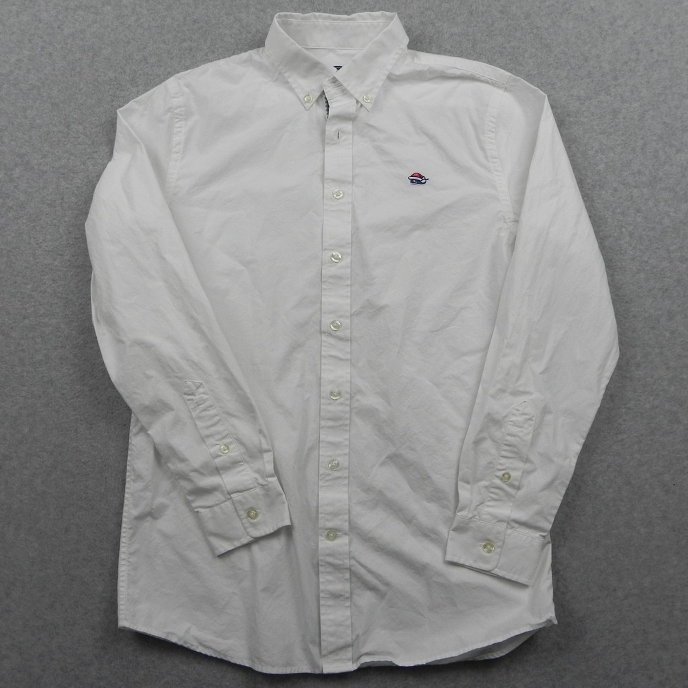 Vineyard Vines Shirt Boys Youth XL 18 Christmas Whale Button White Long Sleeve